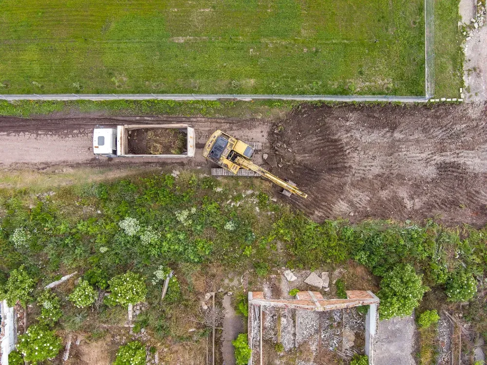Aerial view land clearing progress residential near Canfield Mountain Coeur d'Alene